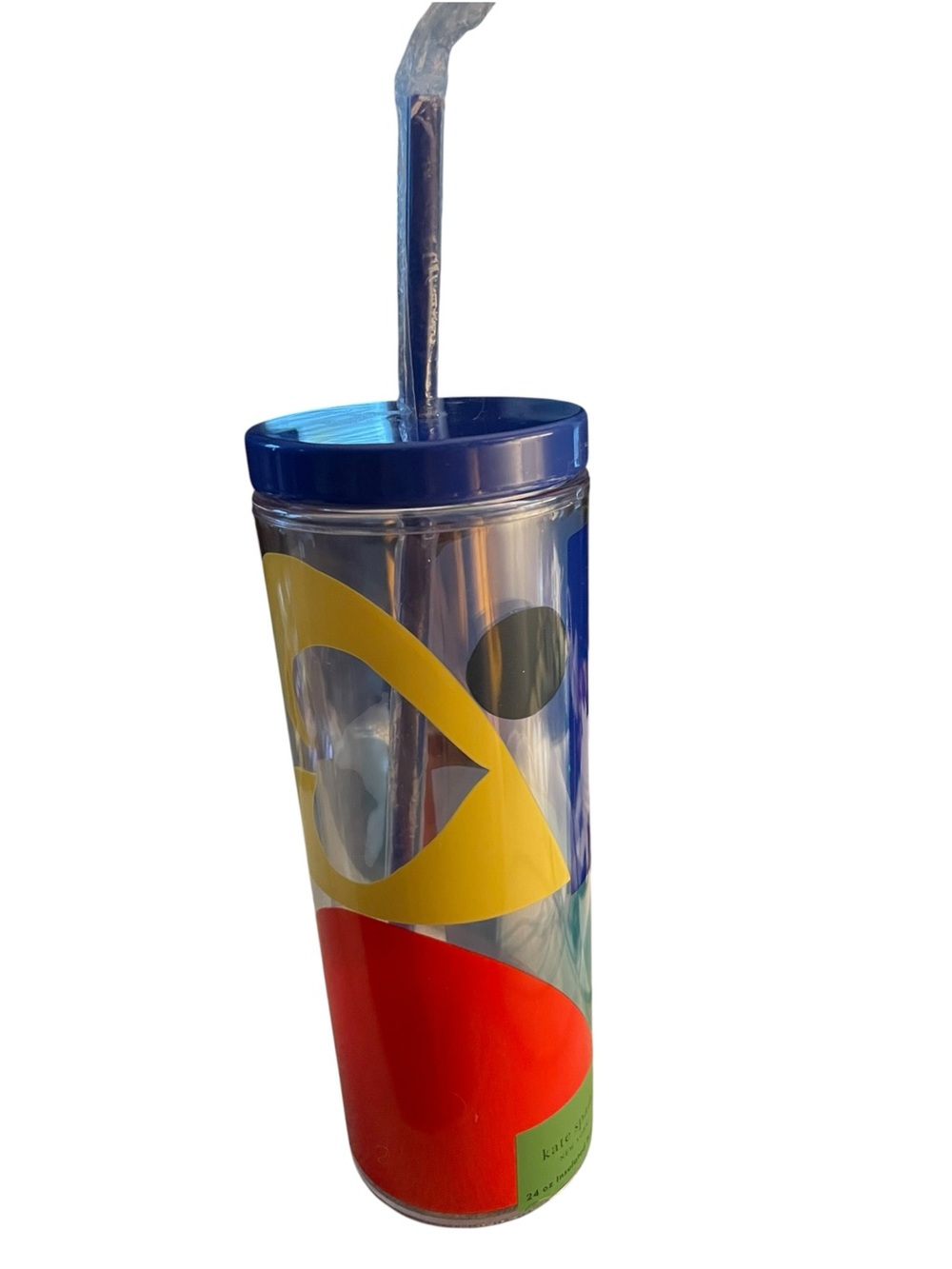 Kate Spade New York Colorblock Acrylic Tumbler with Straw NWT